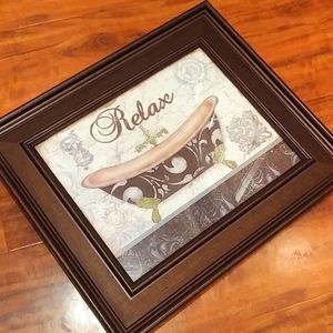 Framed "Relax" Bathroom Art